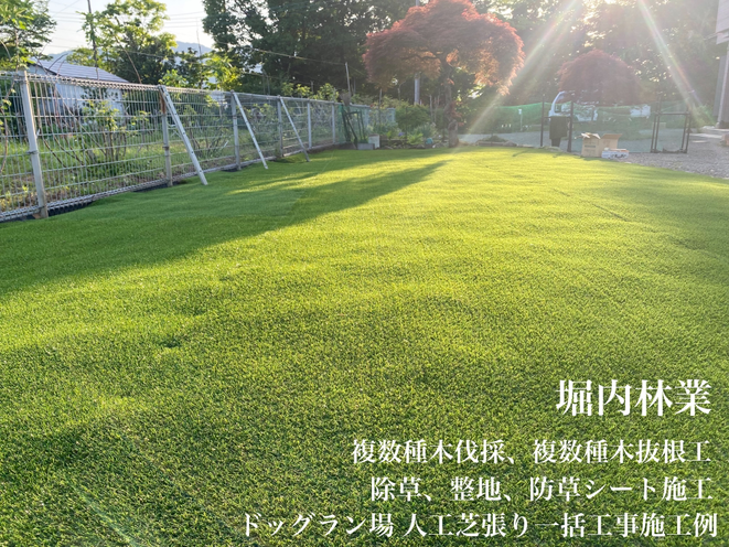 神奈川県相模原市 一般住宅個人邸 ドッグラン使用による人口芝張り施工例
