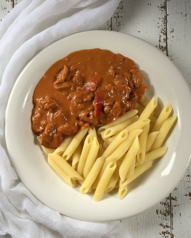 Veggie Gulasch mit Sojaschnetzel aus dem Thermomix, veganes Gulasch Thermomix, vegetarisches Gulasch Thermomix
