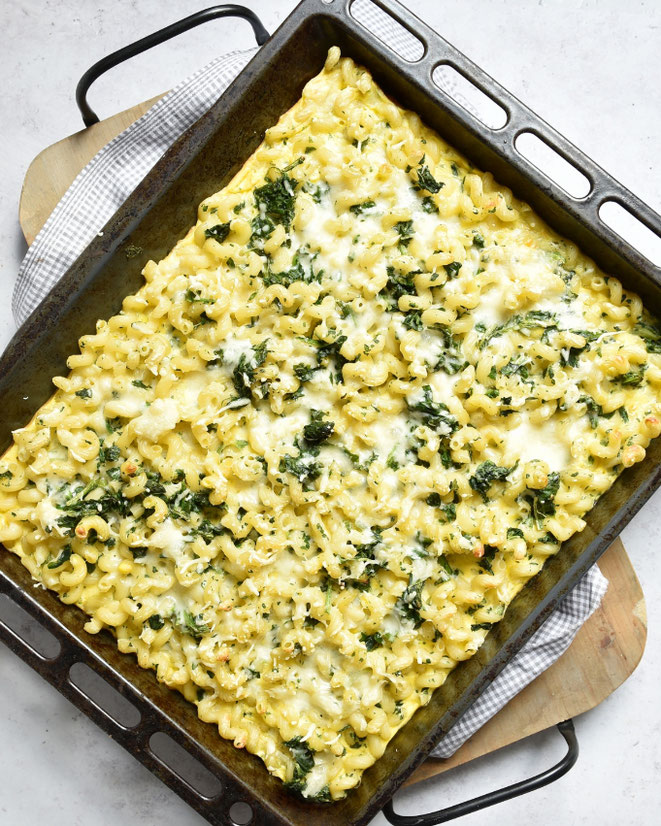 Nudel Frittata mit Spinat und Ei, Backofen, Thermomix, mit Ketchup servieren