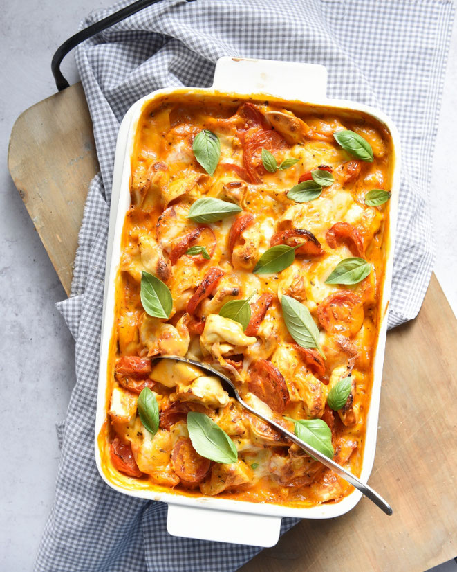 Tortellini Tomaten Mozzarella ohne Fixtüte, Thermomix, Backofen, einfach und lecker, Familienküche, Feierabendküche, vegetarisch, vegan machbar