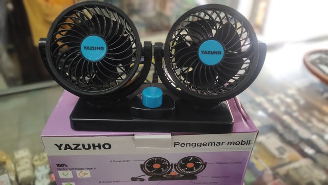Kipas Mobil Dua Kipas.  DC 12Volt.