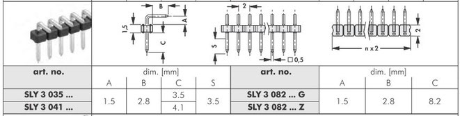 SLY3 2㎜ピッチ スルーホール用ピンヘッダ ライトアングル  Fischer Elektronik