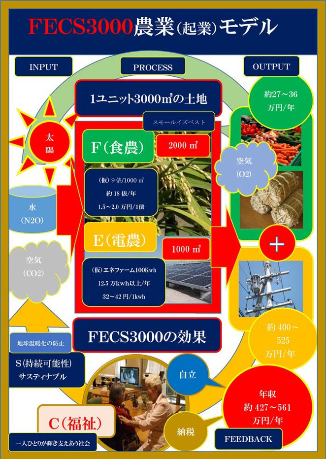 坂口光司の全国地方治自体に送る2014地方創生緊急提言＞FECS3000農業（起業）モデル