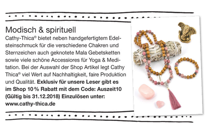 Presse Artikel Magazin Auszeit über Cathy Thica 