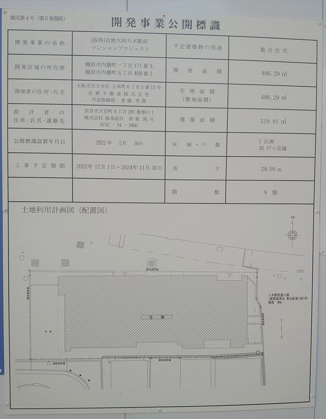 近鉄八木駅前に建築中のマンション