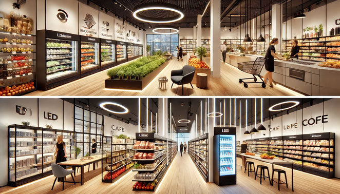 Platzsparende, stilvolle LED-Einbaustrahler sorgen für eine gleichmäßige, blendfreie Grundbeleuchtung in Shops, Boutiquen & Gastronomie.