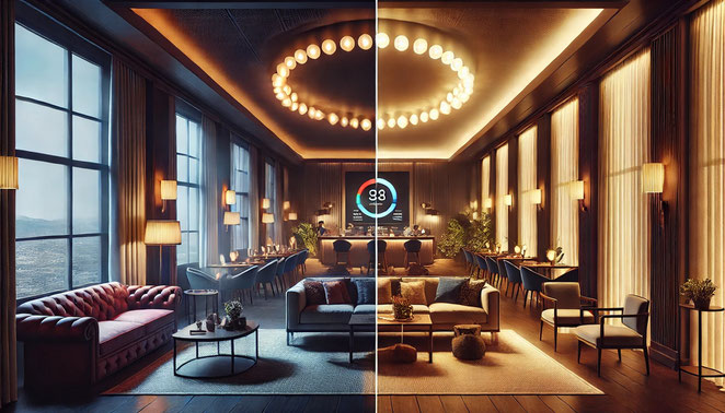 Stilvolles Restaurant mit warmen LED-Lichtakzenten für eine gemütliche und gehobene Gastronomie-Atmosphäre
