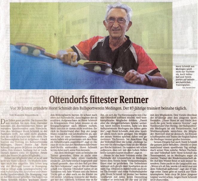 Zeitungsartikel 'Ottendorfs fittester Rentner'