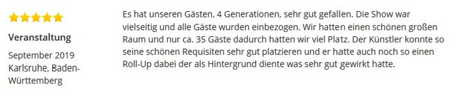 Unterhaltung für runden Geburtstag begeistert immer und ist einzigartig. Geeignet auch für 50er | 60er | 70er | 80er | 90er feiern Sie am besten mit einem Profi! Zauberer für beste Unterhaltung für runder Geburtstag mit Magic Oli Wonder feiern!