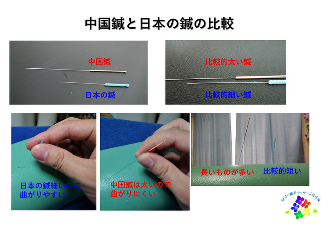 あじさい鍼灸マッサージ治療院　中国鍼と日本の鍼の比較