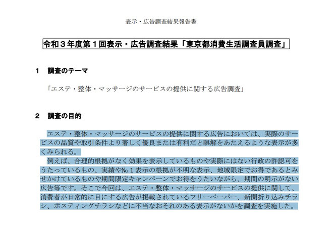 令和3年度第1回表示・広告調査結果「東京都消費生活調査員調査」