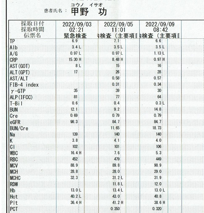 あじさい鍼灸マッサージ治療院　血液検査