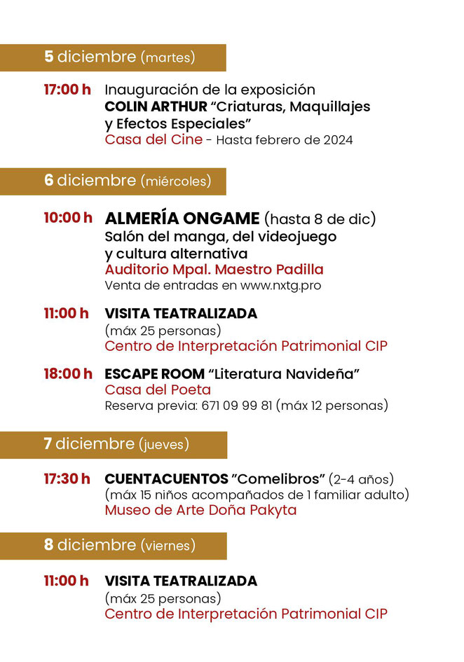 Programa de la Navidad en Almeria