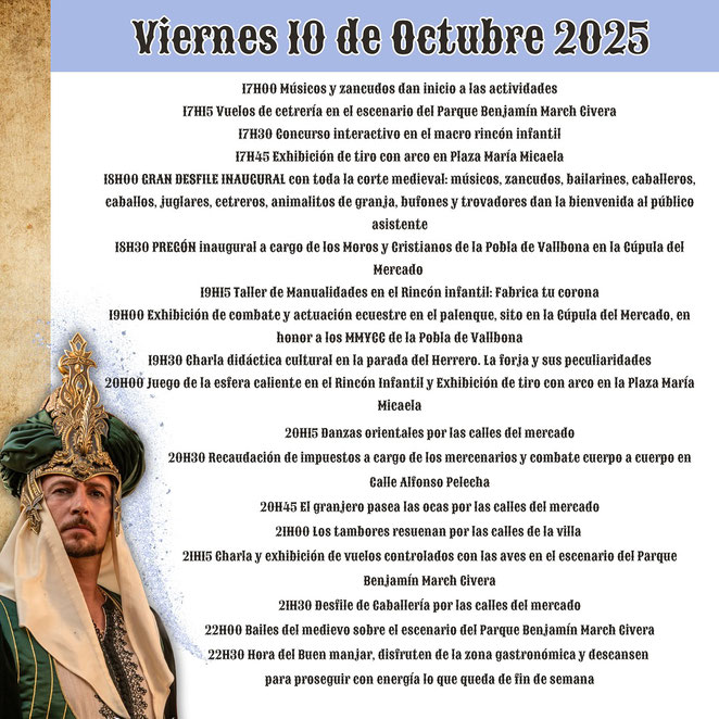 Programa del Mercado Medieval de La Pobla de Vallbona