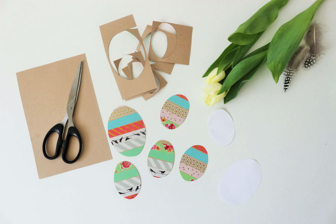 Bild: Grußkarten für Ostern basteln – mit dieser Anleitung und Bastelvorlage für Ostereier, ganz einfach individuelle und kreative Osterkarten selber machen // gefunden auf www.partystories.de // #Ostern #Osterkarte #Bastelvorlage