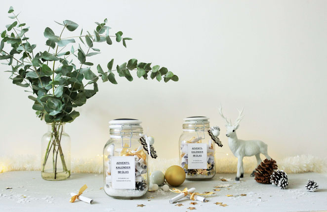 Bild: DIY Adventskalender im Glas to-go selber machen – Upcycling und zerp waste Adventskalender im Drahtbügelglas mit Gedichten und Sprüchen gestalten, ohne Schokolade oder Geschenke // Partystories.de // Blogparade #bloggingaroundthechristmastree