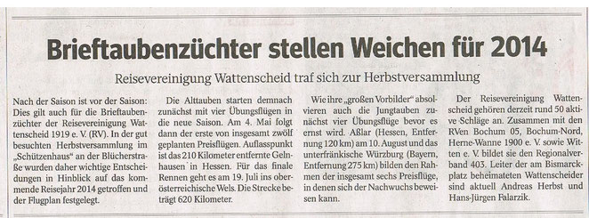 Aus der WAZ vom 02.12.2013.