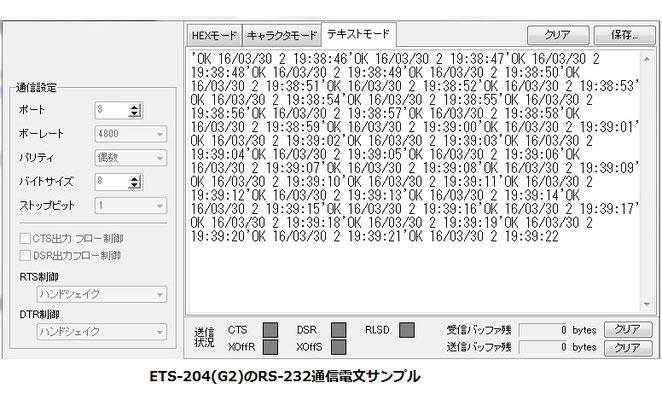 ETS-204(G2)RS-232通信電文サンプル画像