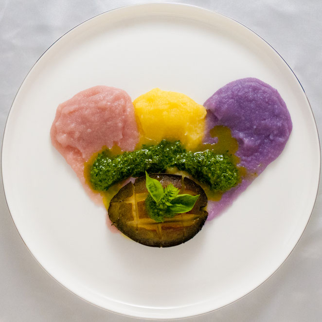 3色のマッシュポテトと黒鮑のステーキ バジリコソースで マヤマヤ 林マヤ タオスの 農ドリーム農ライフ 3色のマッシュポテトと黒鮑のステーキ バジリコソースで マヤマヤ 林マヤ タオスの 農ドリーム農ライフ