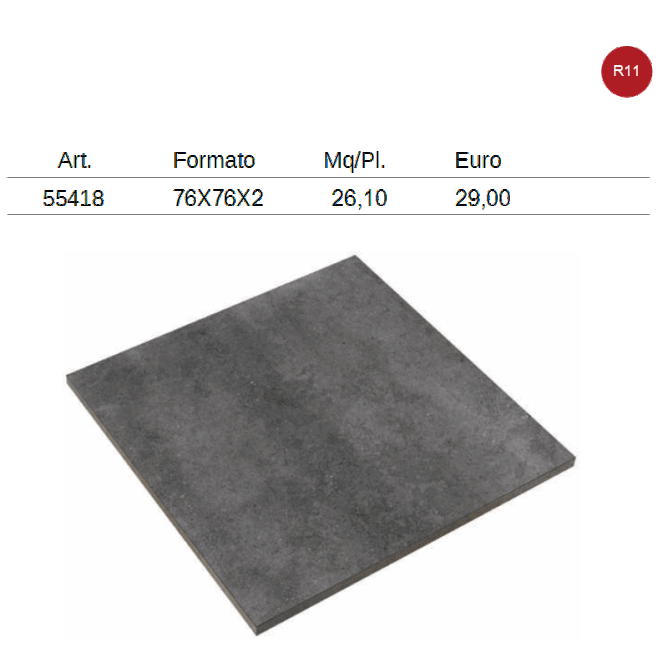 esterno gres porcellanato ingelivo antiscivolo formato 76x76  spessore cm.2 