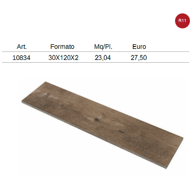 esterno spessore cm.2  30x120 effetto legno 