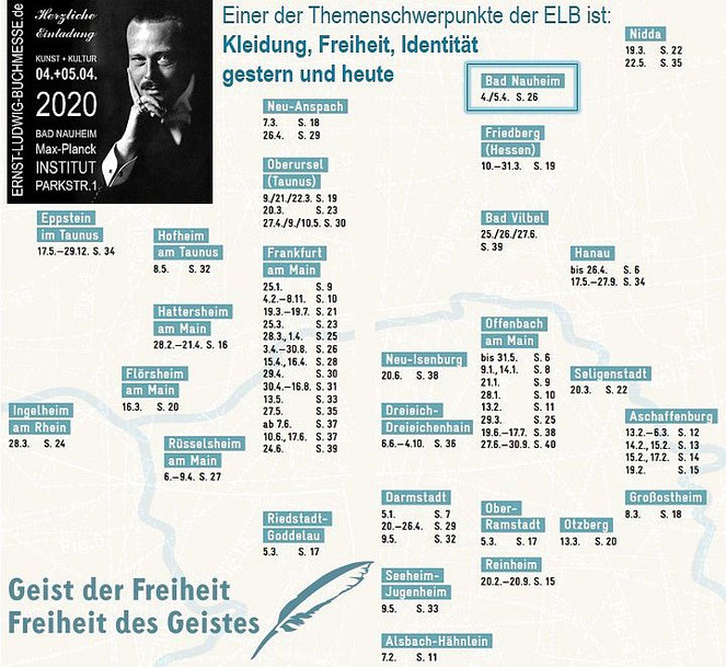 Kleidung, Freiheit, Identität - gestern und heute - Standorte-Übersicht von: KulturRegion FrankfurtRheinMain und Ernst-Ludwig-Buchmesse Bad Nauheim