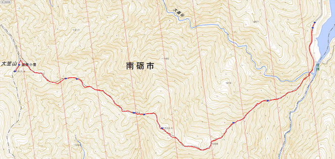 コース概要 往復12.9K 行動時間 9時間8分 累積標高差 約1,550m
