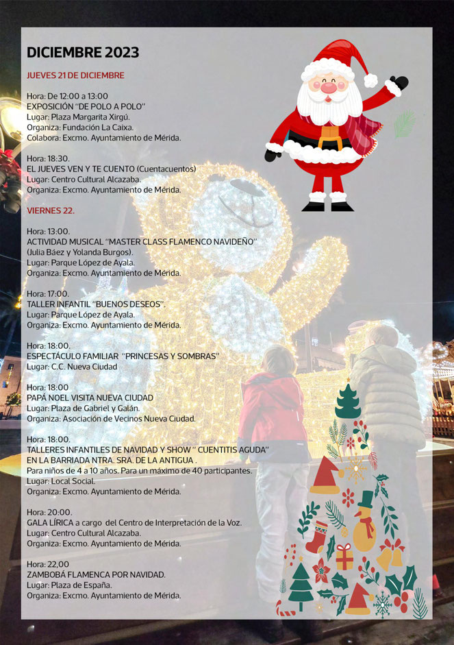 Programa de la Navidad y Fiestas de la Martir Santa Eulalia en Merida