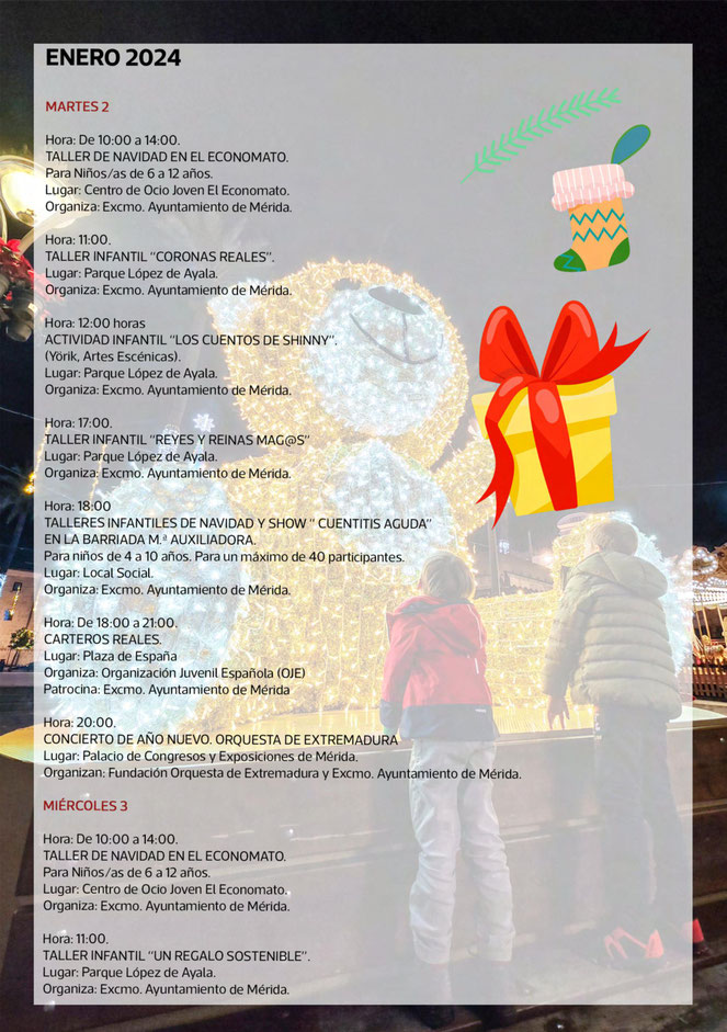 Programa de la Navidad y Fiestas de la Martir Santa Eulalia en Merida