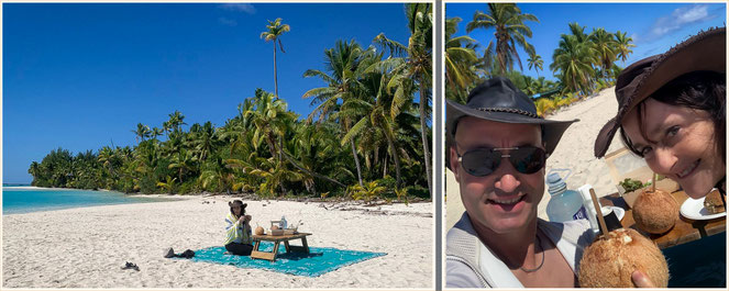 One Food Island, Aitutaki, Cook Islands, South Pacific, Südsee, Palmeninsel
