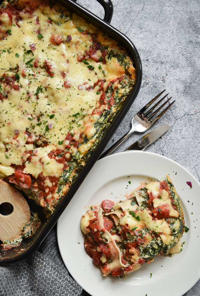 Lasagne vegan, vegetarisch, Spinat-Lasagne, Spinat-Ricotta-Lasagne, Thermomix Lasagne