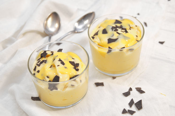 Mango Eierlikör Nice Cream schnelles Eis aus dem Thermomix mit gefrorenen Früchten Sahne und Likör vegan möglich