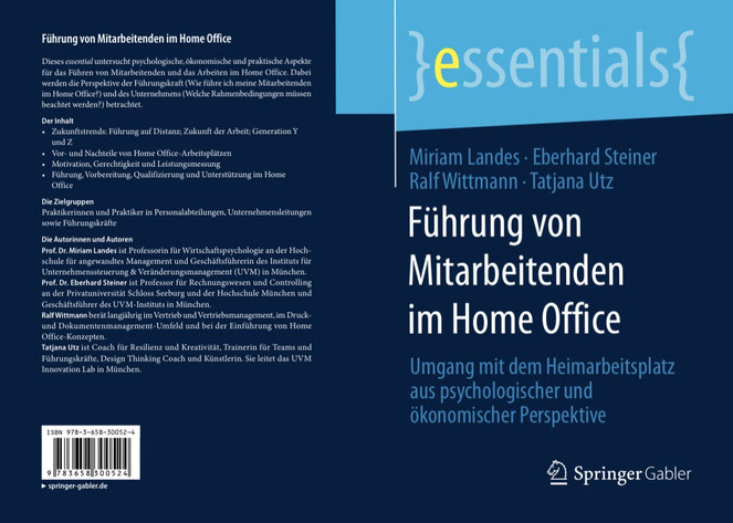 Führung, Home Office, Springer Verlag, Publikation, Buch, Tatjana Utz, Miriam Landes, Eberhard Steiner, Ralf Wittmann, Remote Work