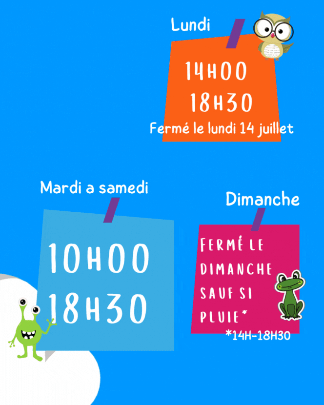 Planning horaires été 2025 Les P'tits fous a Flers 61100
