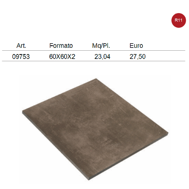 gres porcellanto per esterno effetto cemento formato 60x60 spessore cm. 2