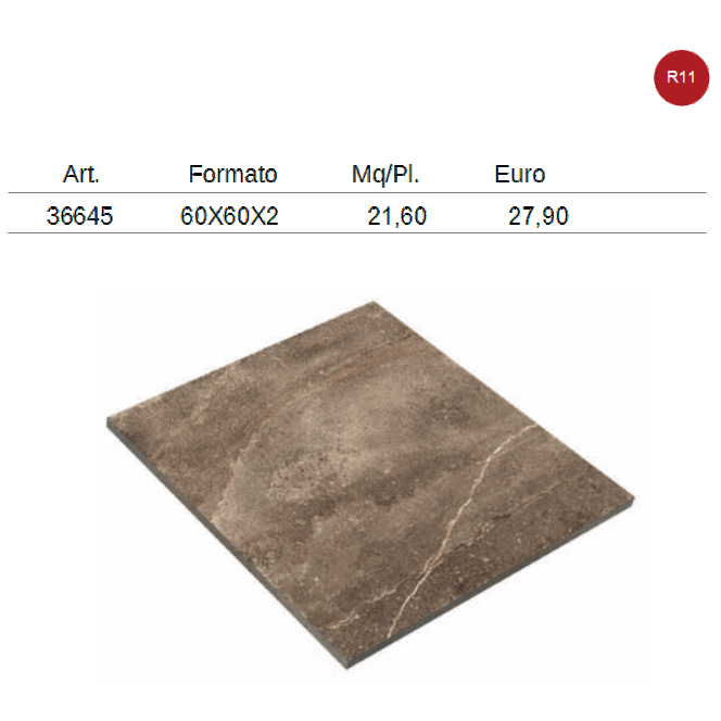 gres porcellanato effetto pietra formato 60x60,60x120 spessore cm. 2 , per esterno, R11, ingelivo, antiscivolo 