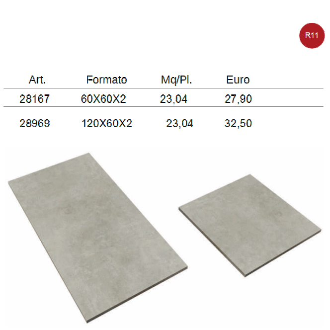 gres porcellanato effetto pietra formato 60x60,60x120 spessore cm. 2 , per esterno, R11, ingelivo, antiscivolo 