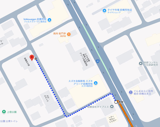 バス停から友の家まで