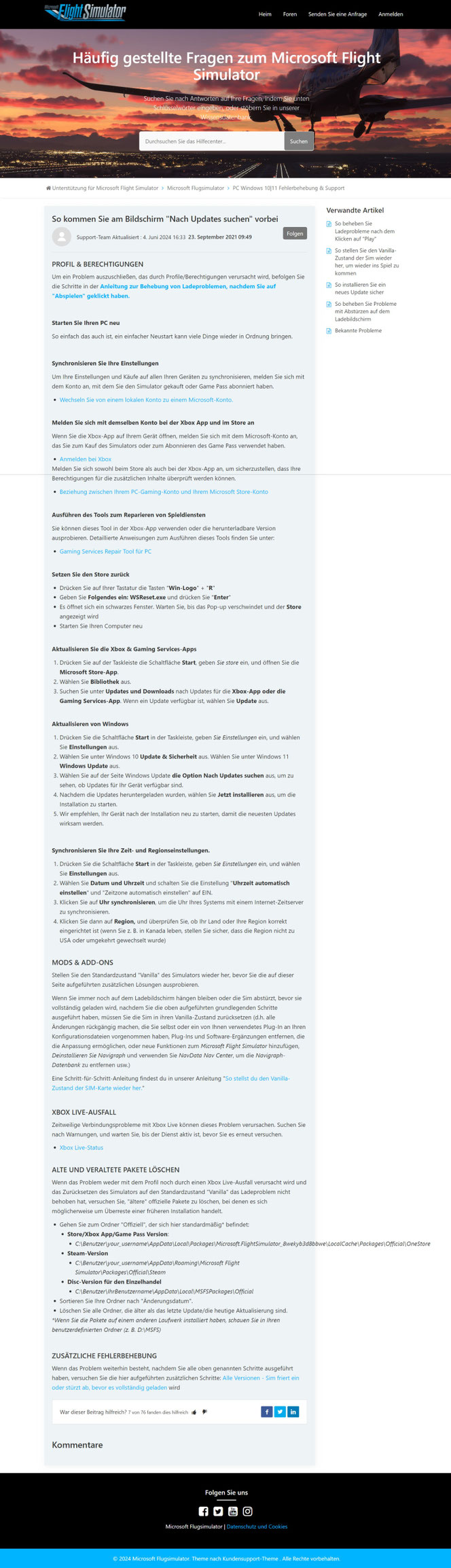 MSFS Korrekturanleitung