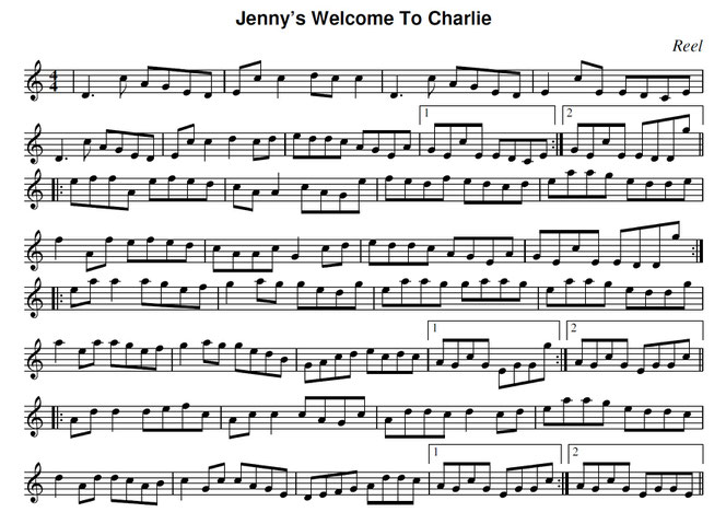 Jenny's Welcome to Charlie アイリッシュ音楽 楽譜