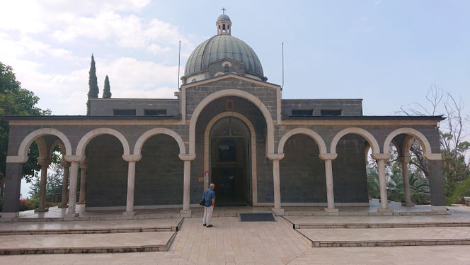 The frontal view of the Church of Beatitudes