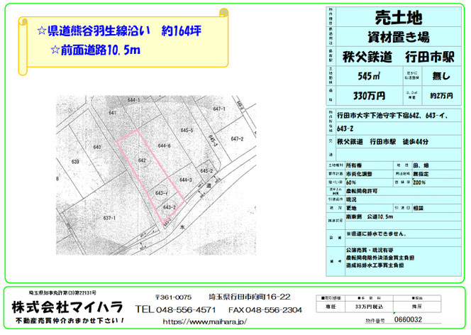 売り土地　下池守