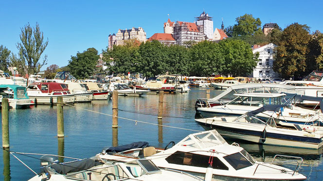 Fotomontage: Schutzhafen Bernburg an Stelle der Töpferwiese