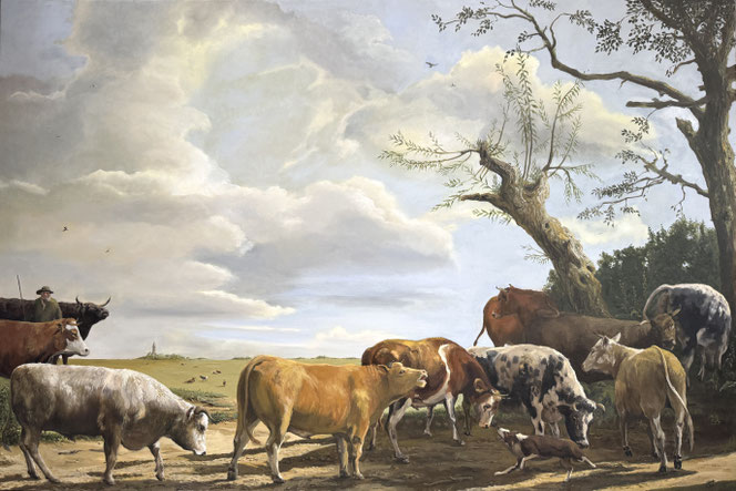 De Grote Ossendrift, oil on linen 200x140cm, reconstruction of a Paulus Potter painting, commissioned by Omroep Max for the TV show "Gezonken meesters"