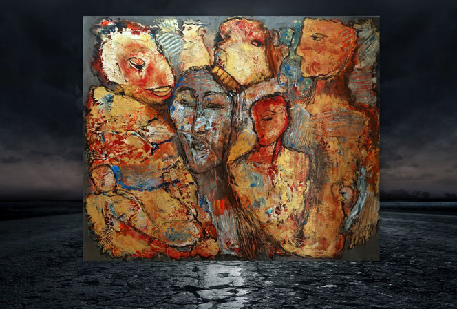 Abstrakte, Gesichter, Portraits, Portrait, figurative Malerei, Menschen, Gemälde, großformatig, Moderne Malerei, Moderne Kunst, Acrylbilder, Kunst kaufen, große Bilder Acryl,