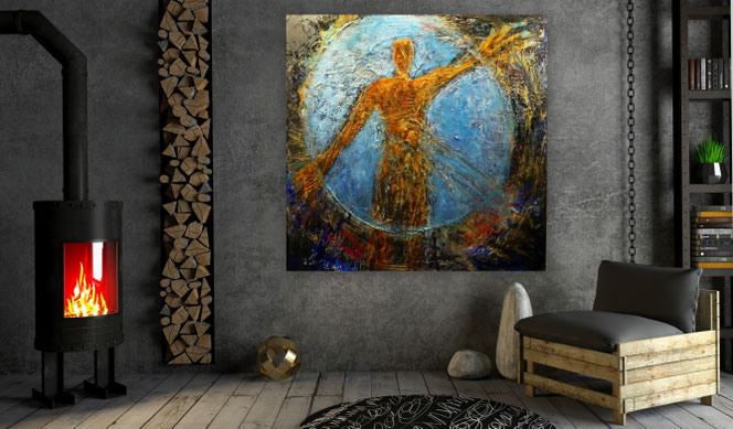 Große bunte Bilder, große Bilder Acryl, große bunte Wohnzimmerbilder, Bilder gespachtelt, Bilder großformatig, Kunst Bilder, zeitgenössische Malerei,