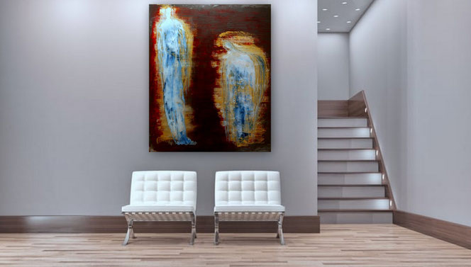 Große bunte Bilder, große Bilder Acryl, große bunte Wohnzimmerbilder, Bilder gespachtelt, Bilder großformatig, Kunst Bilder, zeitgenössische Malerei,