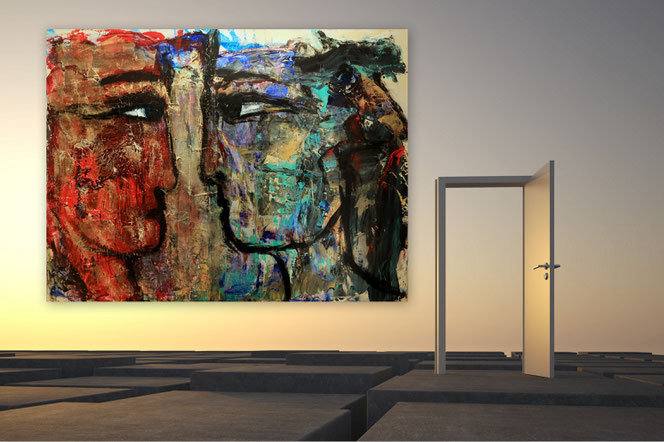 Außergewöhnliche Acrylbilder, Galerie, Gemälde, Portraits, abstrakte Gesichter, Bilder in Acryl, Originale, Bilder gespachtelt, Strukturen, Abstrakte Malerei, Acrylgemälde, Leinwandbilder, Gemälde abstrakte Kunst, 