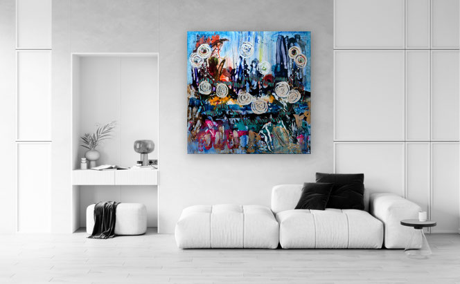 Kunst Gemälde, Kunst kaufen, Gemälde kaufen, Bilder kaufen, Abstrakte Kunst, Abstrakte Malerei, Gemälde Acryl, Bilder Acryl, große bunte Wohnzimmerbilder,