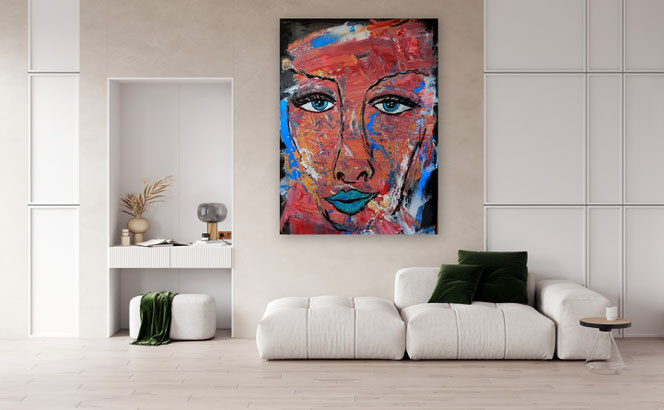 Große bunte Bilder, große Bilder Acryl, große bunte Wohnzimmerbilder, Bilder gespachtelt, Bilder großformatig, Kunst Bilder, zeitgenössische Malerei,